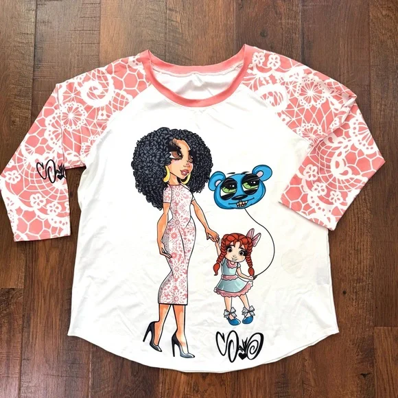 SANDONER 2018 limited edition doll graphic pullover top, RARE, size XL/2XL